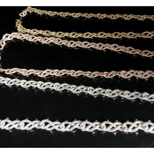 13.5mm womens Cuban chain platinum, gold and rose gold