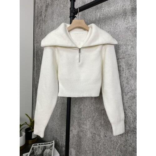 New ladies fashion 2021 long sleeve sexy casual solid color fake two piece lapel knit top 1224