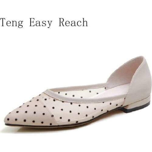 2021 Casual Pointed Toe Leisure Woman Shoes Air Mesh Net Summer Autumn Polka Dot Lady Loafers Women Slip-on Flats Shoes