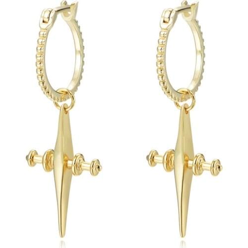 925 Sterling Silver Ear hoops Cross Gold Small Hoop Earrings For Women Brincos Fashion Personality Joker Jewelry Accessories