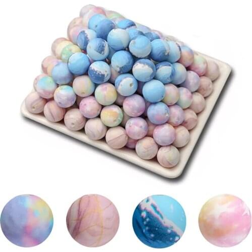 10pcs Baby Starry Sky Silicone Beads Toy BPA Free DIY Teether Beads for Kids Baby Chewable Nursing Dreamy Color Teeth Toys Gifts