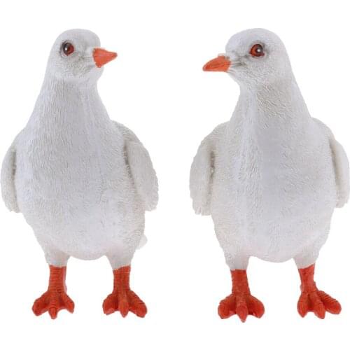 2 Pieces / Set Realistic Pigeon Birds Animal Statue 1 Pair