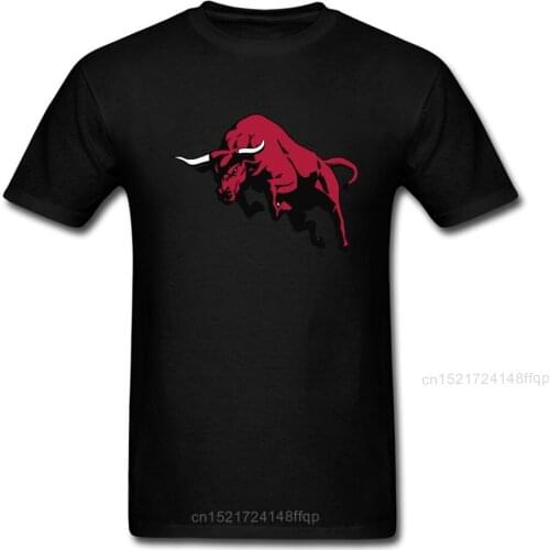 2018 Drop Shipping Bull Print Cool Men T-shirt Fashion Black Tees Plus Size Cotton Tops Animal Cartoon Red Clothes