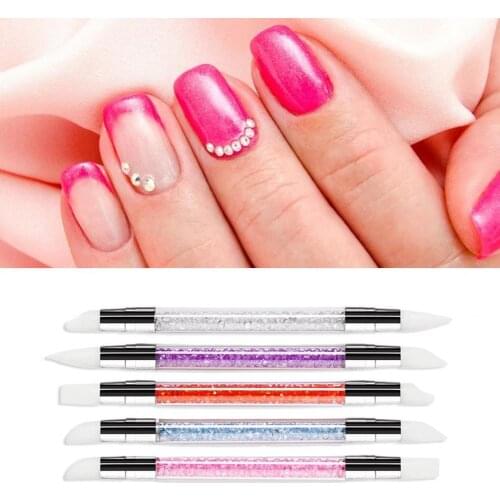 5Pcs/Set Wholesale Nail Pen Set Multifunctional Soft Silicone Double-end Manicure Embossing Liner Dotting Tools