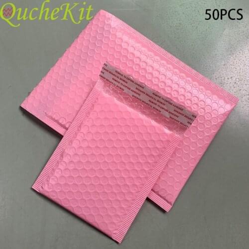 50pcs Pink Waterproof Envelope Bubble Bag Book Magazine Clothes Foam Moistureproof Vibration Gift Bags Bussiness Office Supplies