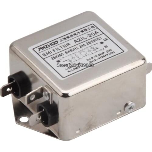 A2IL-6A 250V EMI AC Power Filter Noise Filter A2IL-10A A2IL-20A 6A 10A 20A