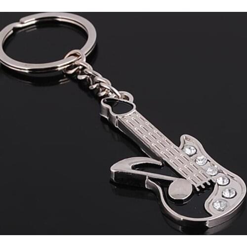 FREE shipping by FEDEX 100pcs/lot 2014 Wholesale Zinc Alloy High Quality Guitar Keyring Metal Music Instrument Pendant Keychain