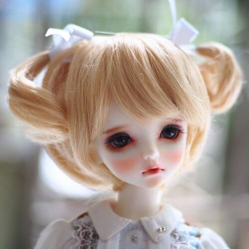 BJD doll wig is suitable for 1/3 1/4 1/6 size high temperature silk straight bangs blonde double ponytail short hair doll access