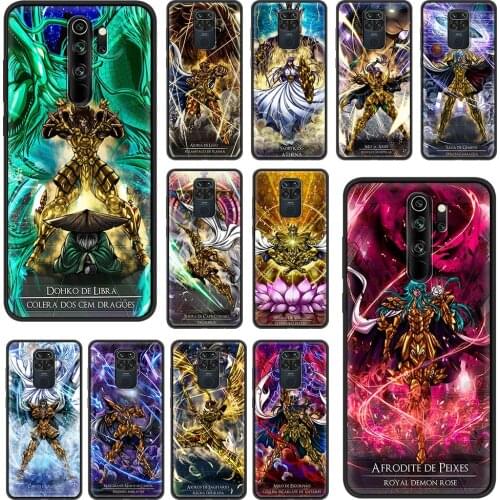 Case for Xiaomi Redmi Note 9S 9 8 10 Pro 8T 7 Phone Cover 9A 9C 8A 7A k40 6 6A 9T Black TPU Soft Shell Saint Seiya Anime Funda