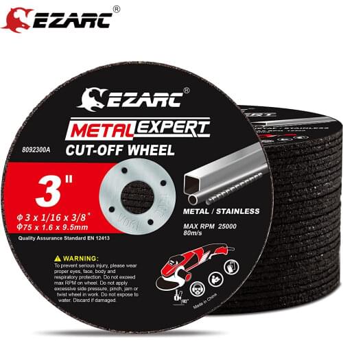 EZARC Cut Off Wheels 25Pcs, 75mm x 1.6mm x 9.5mm Cutting Wheel, Metal & Satinless Steel Cutting Disc for Die Grinder