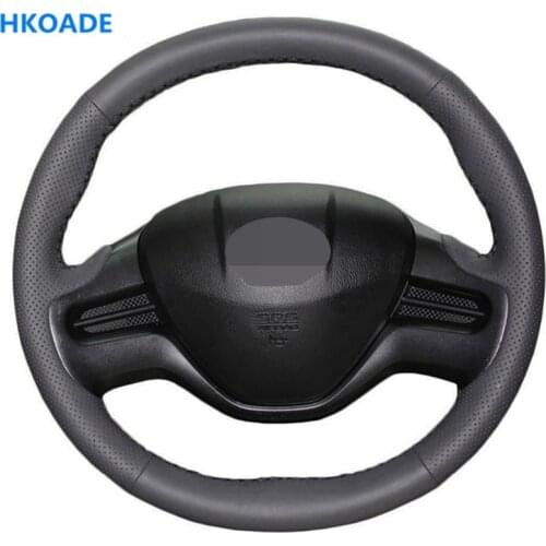 DIY Black Anti-slip sweat Artificial Leather Hand-stitched Car Steering Wheel Cover for Honda Civic 2006