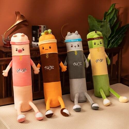 65-130cm Long Pillow Cartoon Cushion Hug Stuffed Animal Pig Cat Long Pillow Bed Sofa Back Cushion Thicken Xmas Gifts