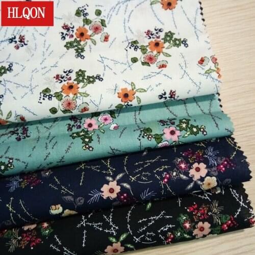 HLQON cotton printed small flower fabric used for Textile patchwork sewing women dress clothing skirt by 100x150cm