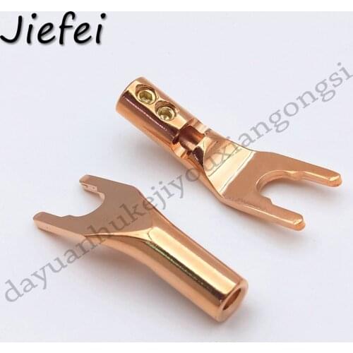 50pcs Red Copper Speaker Cable Spade Connector Terminal Plug connector NEW