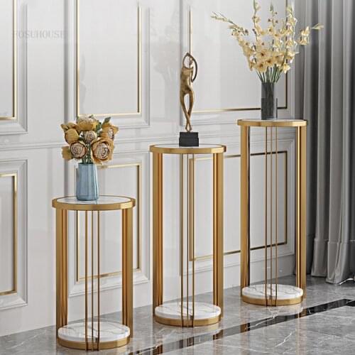 Stainless Steel Home Furniture Round Flower Stand Living Room Floor-standing Plant Shelf Decoration Balcony Bedroom Flower Table