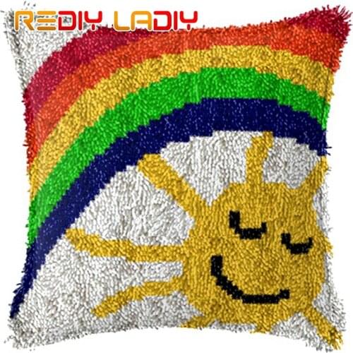 Latch Hook Kits Love Star Cushion Cover Pre-Printed Canvas DIY Yarn Crocheting Crafts Pillow Case Sofa Bed Pillows Home Decor