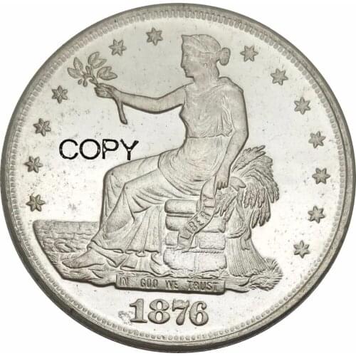 United States Of America 1876 1 Dollar Trade Dollar Brass Silver Plated Copy Coin