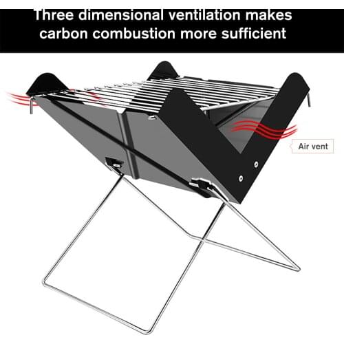 Charcoal Grill Portable Barbecue Grill Stainless Steel Folding Grill for Outdoor Cooking Camping Picnic BBQ Tools