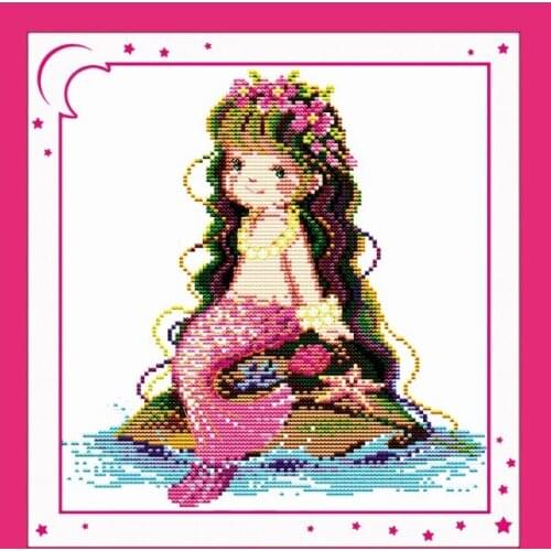 The little mermaid (2) cross stitch kit people 18ct 14ct 11ct count print canvas stitches embroidery DIY handmade needlework