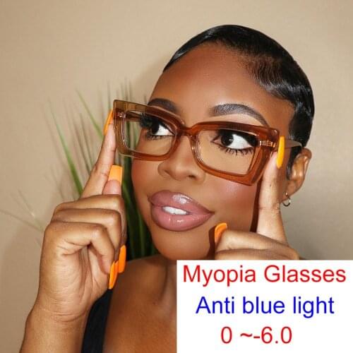 Myopia Glasses For Women Men Anti Blue Light Rectangle Eyewear Transparent Computer Glasses Frame Vision Care Womens Eyeglasses