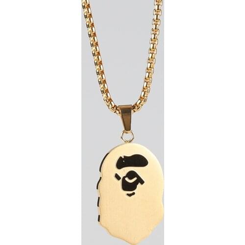 Stainless Steel Gold Hip Hop Pendant Necklace with Rope Chain Jewelry Gift Punk Rock For Men