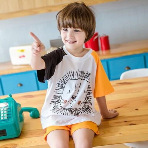 2021 Summer Kid Pajamas Set Toddler PJS Boys Girls Cartoon Pyjamas Top and Shorts Unisex Clothes Set Homewear Sleepwear