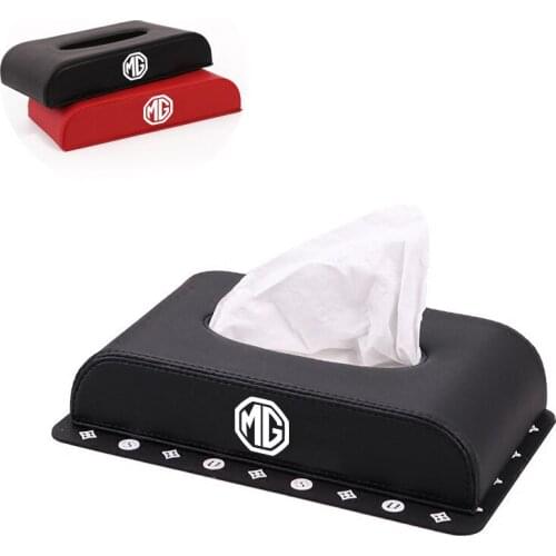 PU Car Logo Tissue Box Holder for MG 3 5 6 7 TF ZR ZS GS GT HS EV eZS eHS Morris Garages Dispenser Interior Storage Styling