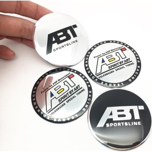 ANTINIYA 4Pcs 56.5mm ABT logo Car Wheel Center Hub Cap Cover Auto Emblem sticker For Volkswagen Golf 5 6 7 MK6 MK7 Polo decal