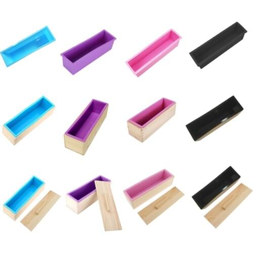 Rectangle Silicone Soap Candle Loaf Mold Wooden ox Cake Making Tool aking