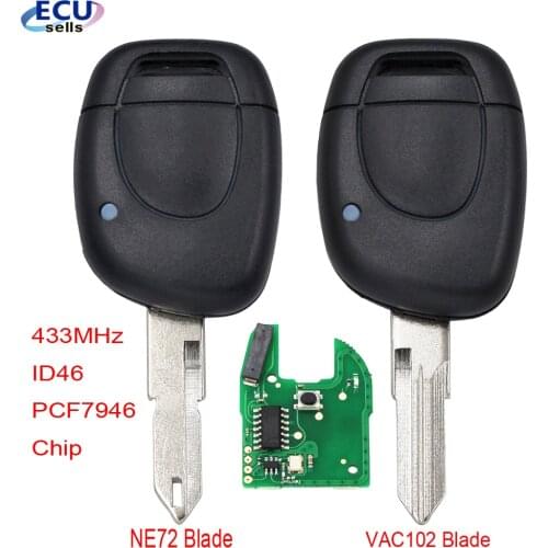 Remote Key for Master Clio Twingo Kangoo Car Vehicle Control Alarm 433MHz with ID46 PCF7946 Chip NE72/ VAC102 Blade