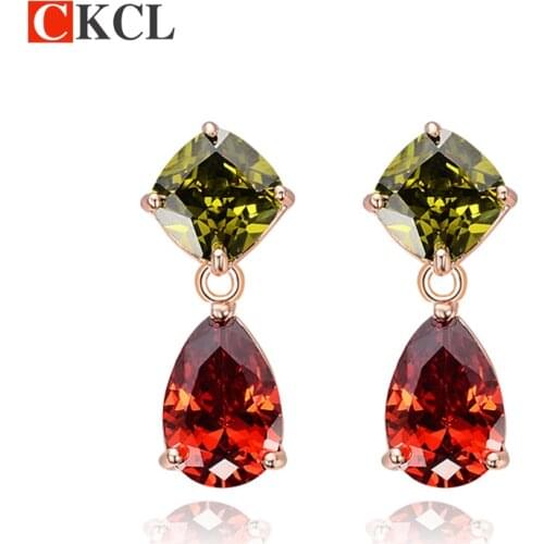 CKCL Mona Lisa Earrings Gold Color CZ Drop earrings water drop Earrings for Women Best For Christmas Gift