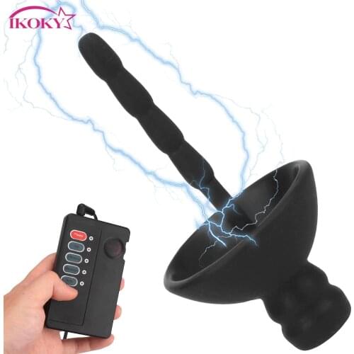 Silicone Electric Shock Waves Sex Stimulation For Men 10 Levels Urethral Dilator Medical Themed Penis Plug