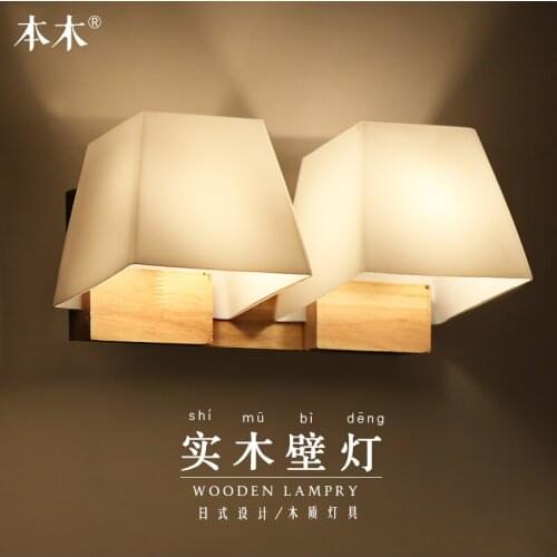 Modern Japanese Style Led Lamp Oak wooden Wall Lamp Lights Sconce for Bedroom Home Lighting,Wall Sconce solid wood wall light