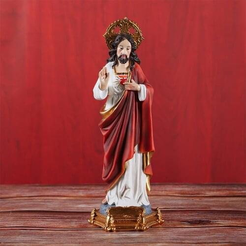 Sacred Heart of Jesus Holy Statue with Golden Base,12Inch Figurine for Catholic Home/Chapel Decoration and Religious Gifts