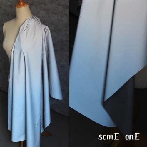 Blue Gradient Reflective Cloth Shiny Silver Safety Alert DIY Coat Sportswear Background Decor Luminous Designer Fabric 50*100cm