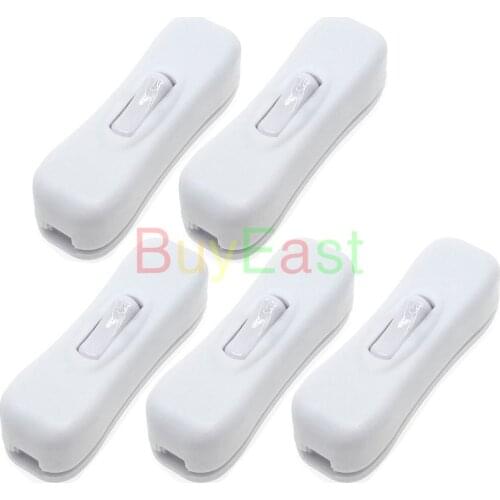 Pack 5) Inline On/Off Desk Light Lamp Cord Switch Max AC250V 2Amp White Black
