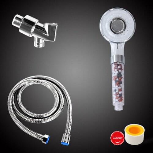 Bathroom Shower Head 3-Modes SPA Shower Head with Switch on/off Button High Pressure Anion Filter Bath Head Water Saving Shower