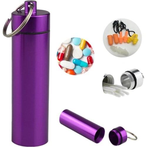 87*23mm waterproof pill holder/aluminum alloy home storage bottle case and jar/200pcs/mental box/drug bottle key rings/pill case