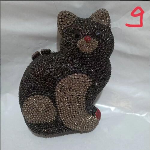 XIYUAN cat shape Women Shiny Golden clutch Glitter Hollow Out Diamond Crystal Evening Clutches Metal Clutch Bag Shoulder Handbag