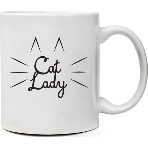"Cat Lady" Funny Coffee Mugs For Women 11 oz. High Qualitly Ceramic Coffee Cat Mug Cat Mugs For Cat Lovers