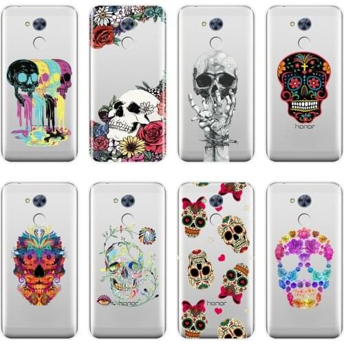 Back Cover For Huawei Honor 6A 4C 5C 6C Pro Soft Silicone Skull Skeleton Flower Phone Case For Huawei Honor 4X 5A 5X 6 6X Case