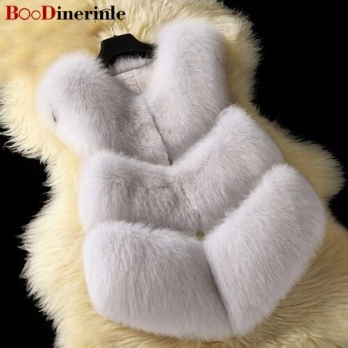 Plus Size Women Winter Luxury Imitation Fox Fur Vest Jacket Splicing Irregular design casaco de pele falso BOoDinerinle PC019