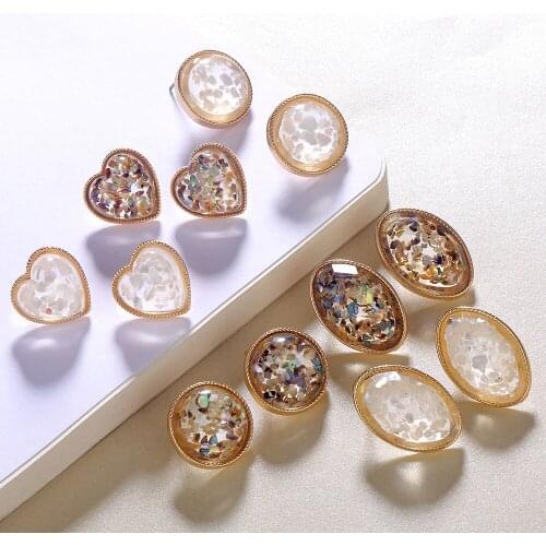 UMKA 2021 Colorful Transparent Clear Resin Acrylich Stud Earrings Heart Round Geometric Hollow Earring For Women Girls Jewelry