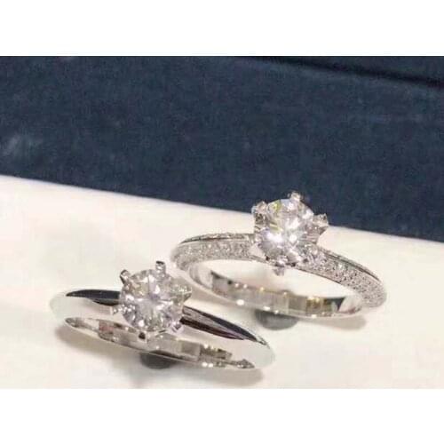 Womens Fashion Classic Six Prong Zircon Ring S925 Sterling Silver High Quality Brand Jewelry Valentines Day Gift