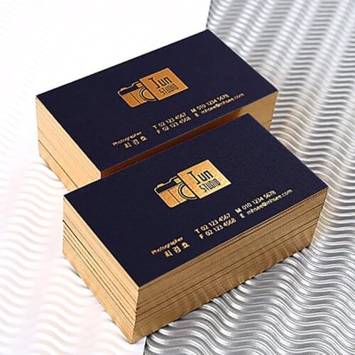 200pcs Custom Black cards Gold Foil Edge Business Cards 700gsm CoatedPaper Double Side Printing Visit Card 0.7 Thickness
