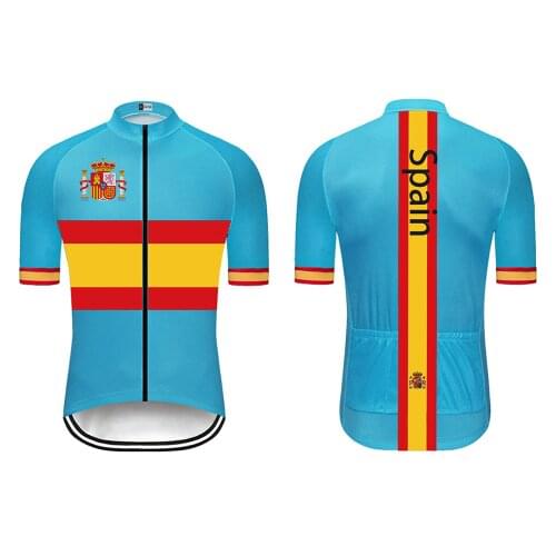2020 Spain Mens classic cycling team multicolor short sleeved bike Road Mountain Race Clothing Maillot outdoor bike clothing