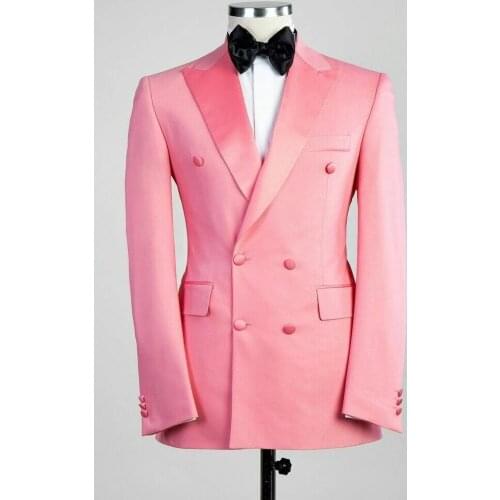 2021 Popular Creamy Pink Suits Notched Lapel Custom Made Designer Wedding Tuxedos Mens Two Pieces Jacket +Pants