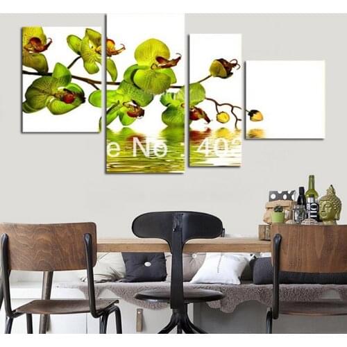 4panels fengshui pure hand painted oil paintings on canvas purple rose for decoration home decoration