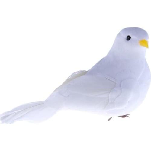 White Artificial Pigeon Foam Feather White Pigeon Bedroom Living Room Wedding Bird Decoration Bird Pet Toy With Claws Bundled