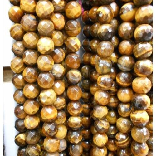 Free Shipping Natural Stone Faceted Brown Gold Tiger Eye Round Beads 15" Strand 4 6 8 10 12 14MM Pick